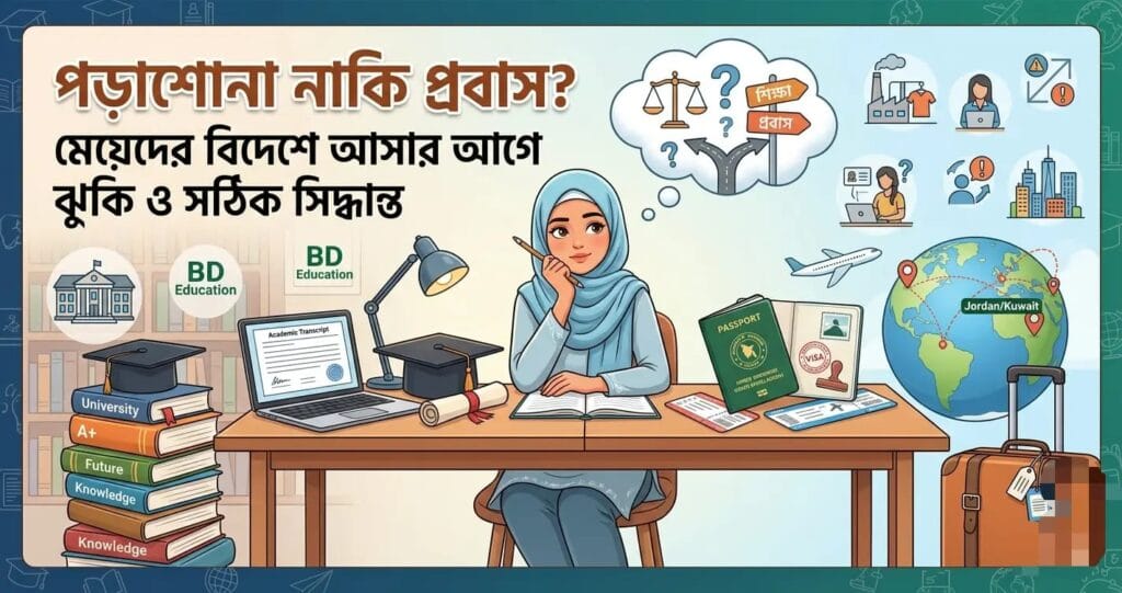 পড়াশোনা নাকি প্রবাস? মেয়েদের বিয়ের আগে বিদেশ আসার ঝুঁকি ও সঠিক সিদ্ধান্ত বিদেশ নাকি পড়াশোনা