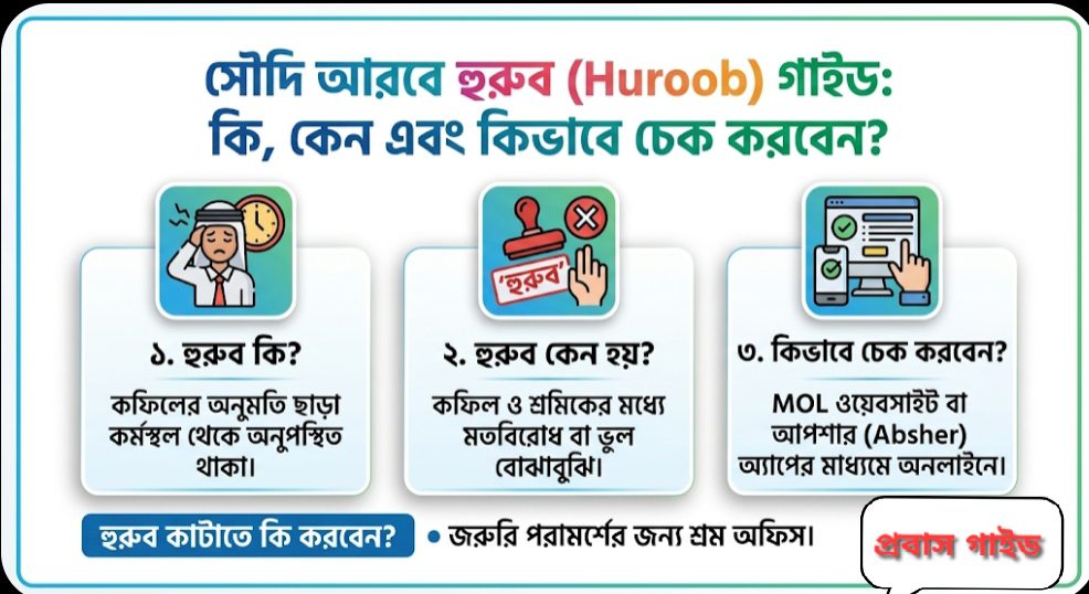 সৌদি আরবে হুরুব ​হুরুব চেক করার নিয়ম ​হুরুব কেন হয় ​হুরুব বাতিল করার উপায়