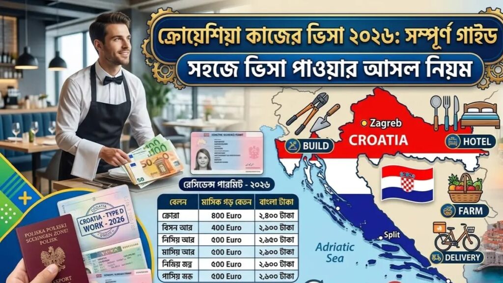 ক্রোয়েশিয়া কাজের ভিসা ২০২৬: বেতন, চাহিদাসম্পন্ন কাজ ও সহজে ভিসা পাওয়ার সম্পূর্ণ গাইড ক্রোয়েশিয়া কাজের ভিসা ২০২৬: বেতন, চাহিদাসম্পন্ন কাজ ও সহজে ভিসা পাওয়ার সম্পূর্ণ গাইড