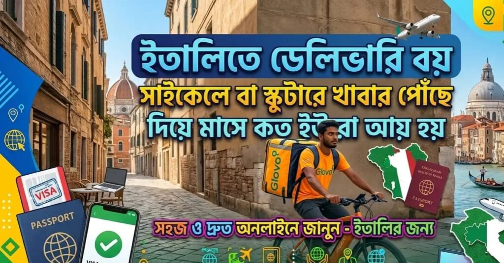 ইতালিতে ডেলিভারি বয় কাজ সাইকেল বা স্কুটারে খাবার পৌঁছে দিয়ে মাসে কত ইউরো আয় হয়?