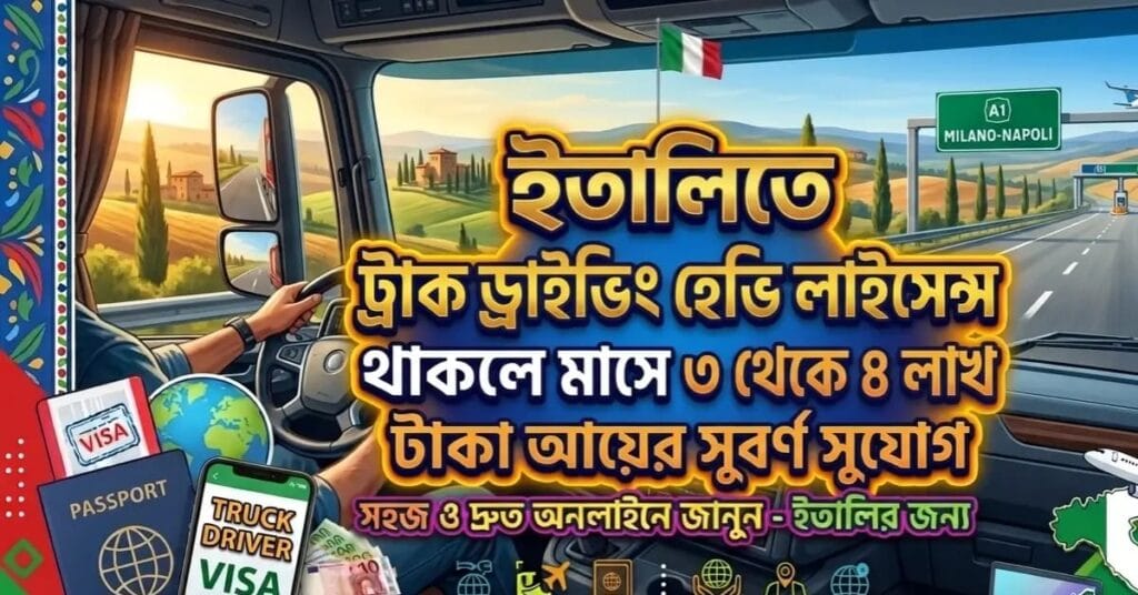ইতালিতে ট্রাক ড্রাইভিং হেভি লাইসেন্স থাকলে মাসে ৩ থেকে ৪ লাখ টাকা আয়ের সুবর্ণ সুযোগ ইতালি ট্রাক ড্রাইভিং কাজ
