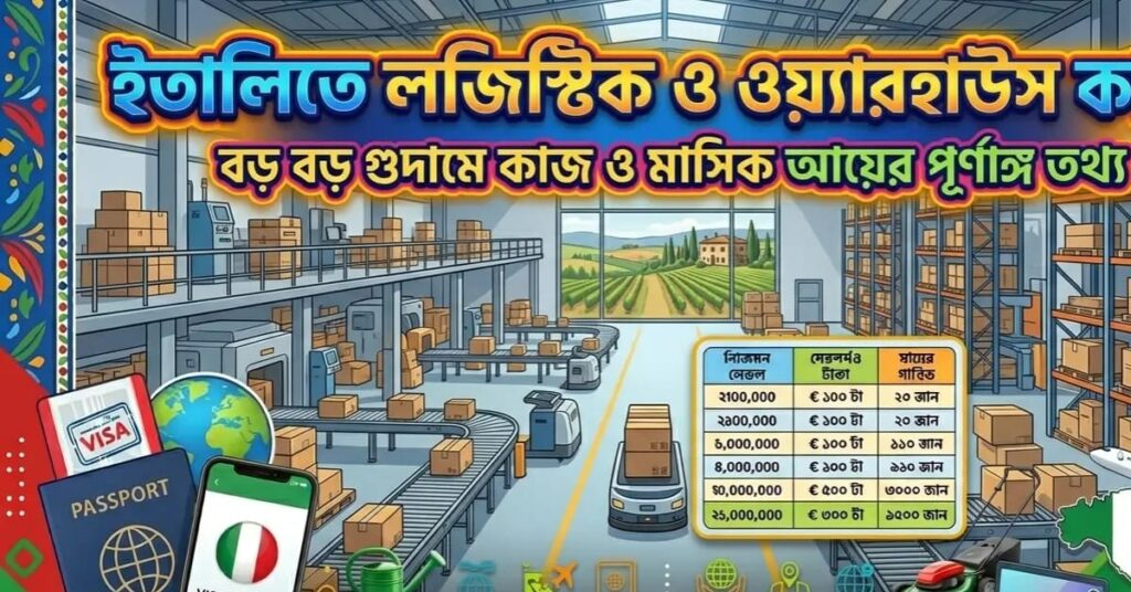 ইতালিতে লজিস্টিক ও ওয়্যারহাউস কাজ বড় বড় গুদামে কাজ ও মাসিক আয়ের পূর্ণাঙ্গ তথ্য