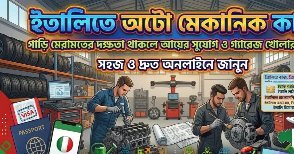 ইতালিতে অটো মেকানিক কাজ গাড়ি মেরামতের দক্ষতা থাকলে আয়ের সুযোগ ও গ্যারেজ খোলার নিয়ম ইতালিতে অটো মেকানিক চাকরি, ইতালি গাড়ি মেরামতের কাজ, ইতালিতে মেকানিক ভিসা, ইতালি গ্যারেজ ব্যবসা, ইতালিতে বাংলাদেশিদের চাকরির সুযোগ, অটোমোবাইল ইঞ্জিনিয়ারিং ইতালি,