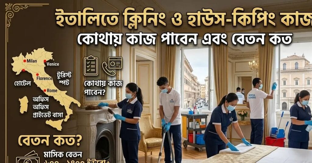 ইতালিতে ক্লিনিং ও হাউস-কিপিং কাজ কোথায় কাজ পাবেন এবং বেতন কত ইতালিতে ক্লিনিংয়ের কাজ, ইতালিতে হাউস কিপিং বেতন, ইতালি ভিসা আপডেট ২০২৬,