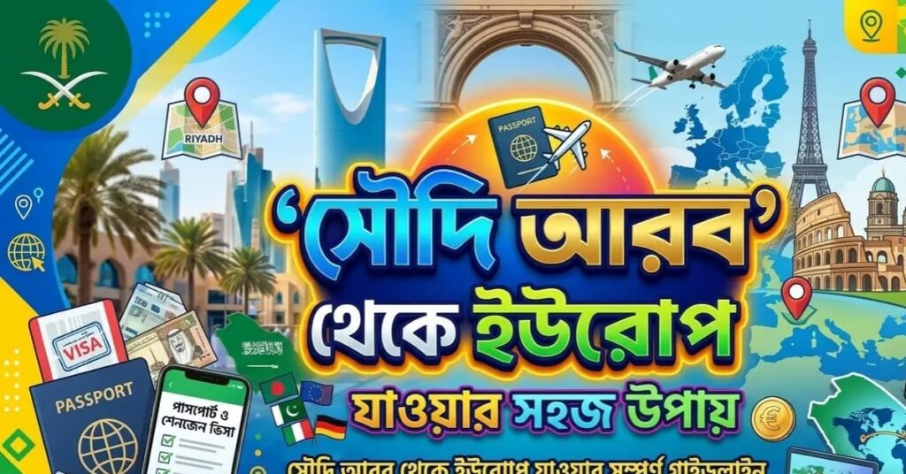 সৌদি আরব থেকে ইউরোপ যাওয়ার উপায় ২০২৬ খরচ নিয়ম সৌদি আরব থেকে ইউরোপ যাওয়ার উপায় ২০২৬: খরচ, ভিসার নিয়ম ও প্রয়োজনীয় কাগজপত্র