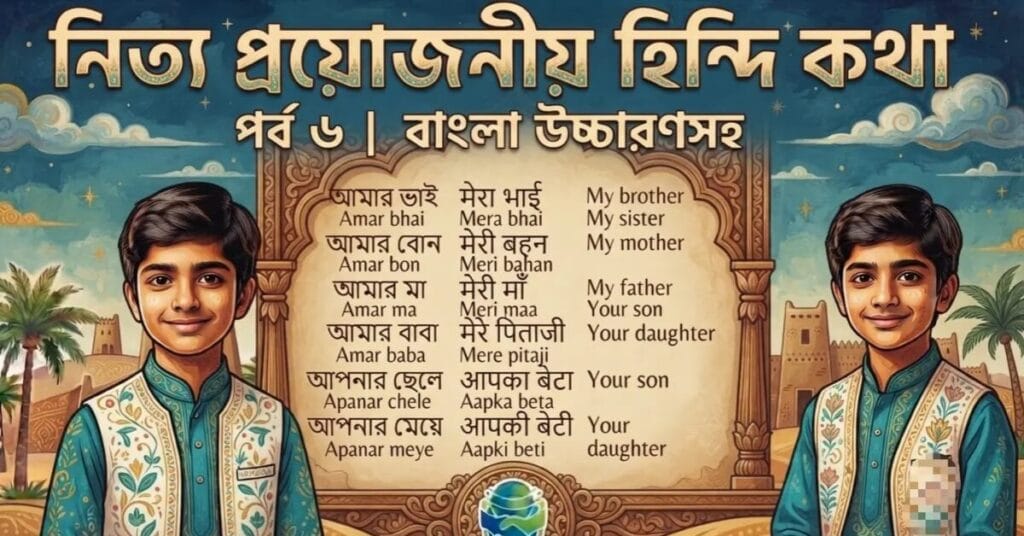 সহজে হিন্দি ভাষা শেখা – পর্ব ৬ দৈনন্দিন প্রয়োজনীয় হিন্দি বাক্য হিন্দি ভাষা শিক্ষার সহজ উপায়