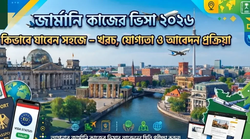জার্মানি কাজের ভিসা ২০২৬ কিভাবে যাবেন সহজে – খরচ, যোগ্যতা ও আবেদন প্রক্রিয়া জারমানি কাজের ভিসা ২০২৬ কিভাবে যাবেন সহজে – খরচ, যোগ্যতা ও আবেদন প্রক্রিয়া