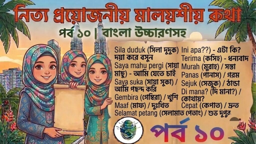 মালয়েশিয়া নিত্য প্রয়োজনীয় ভাষা শিক্ষা পর্ব ১০ মালইশিয়া নিত্য প্রয়োজনীয় ভাষা শিক্ষা পর্ব ১০