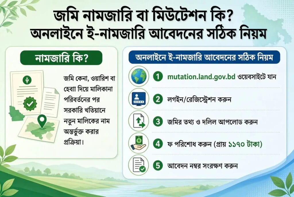 জমি নামজারি বা মিউটেশন কি? অনলাইনে ই-নামজারি আবেদনের সঠিক নিয়ম