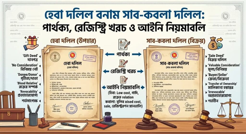 হেবা দলিল বনাম সাব-কবলা দলিল: পার্থক্য, রেজিস্ট্রি খরচ ও আইনি নিয়মাবলি