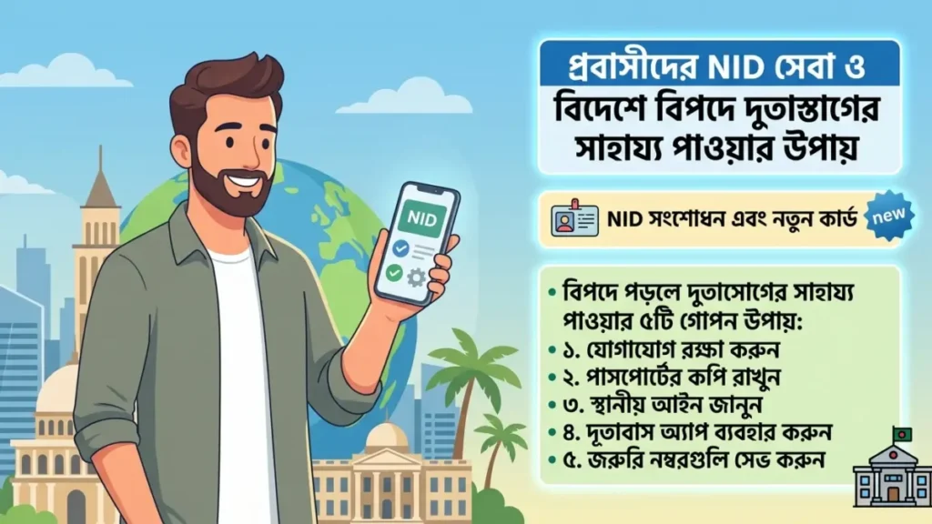 প্রবাসীদের NID সেবা ও বিদেশে বিপদে দূতাবাসের সাহায্য পাওয়ার উপায় "প্রবাসীদের NID সেবা ও বিদেশে বিপদে দূতাবাসের সাহায্য পাওয়ার উপায়"